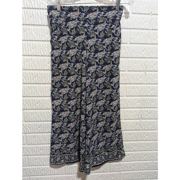Max Studio Women's Blue Floral Print Polyester Cropped Pants Size S NWT - Picture 1 of 8